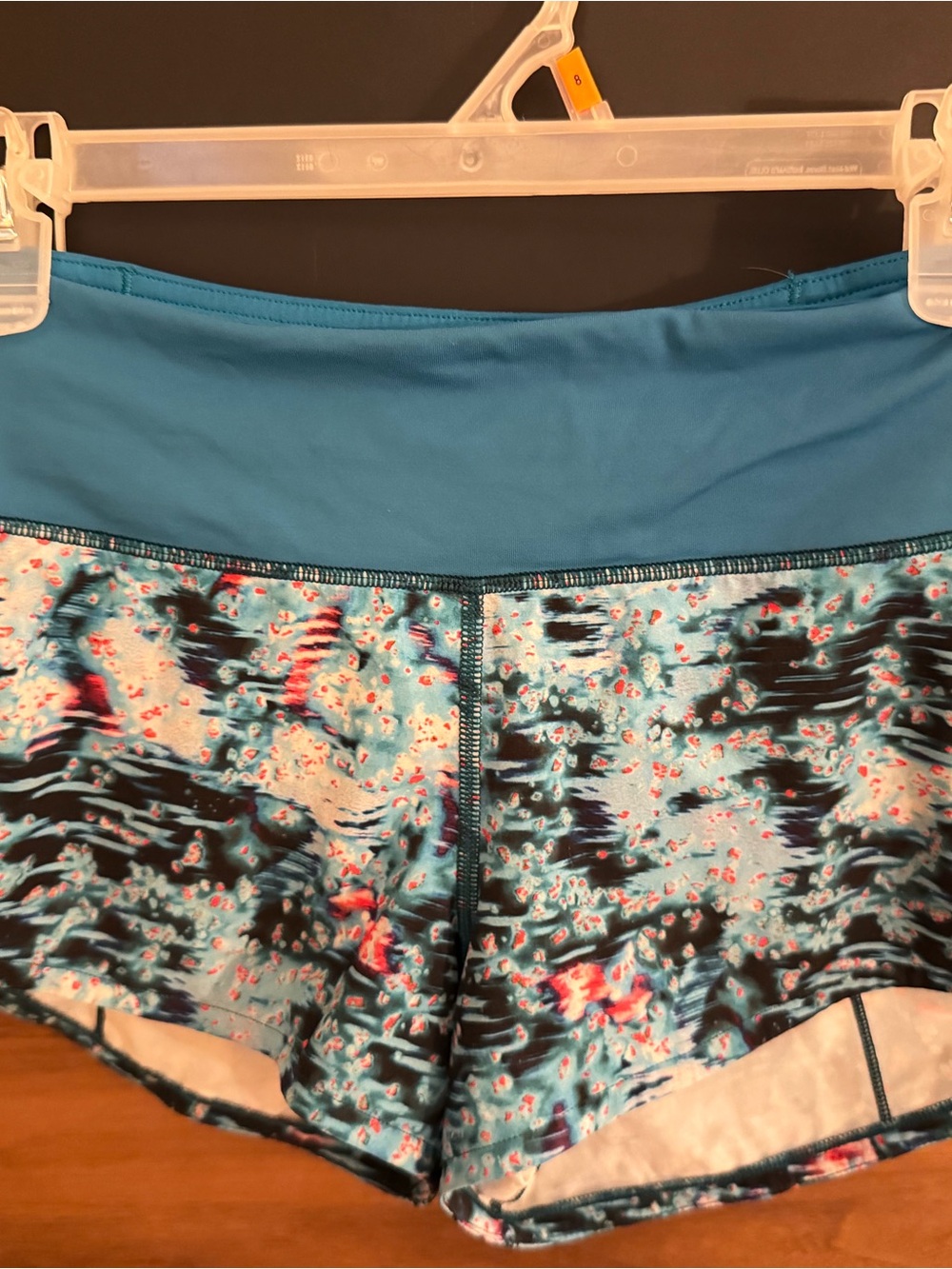 lululemon athletica Teal Blue Multicolor Printed Athletic Shorts